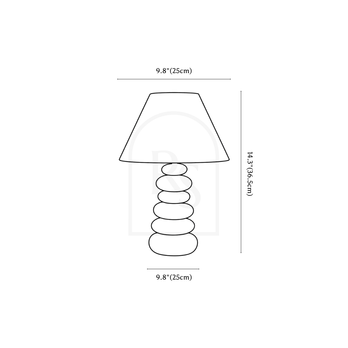 Rocky Table Lamp line drawing 1