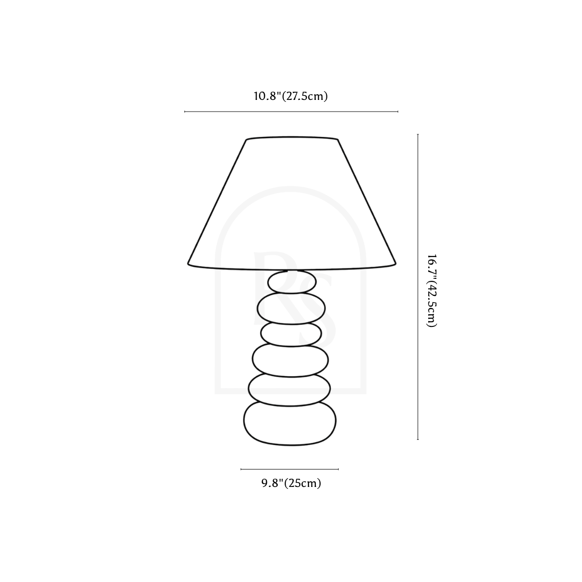 Rocky Table Lamp line drawing 2
