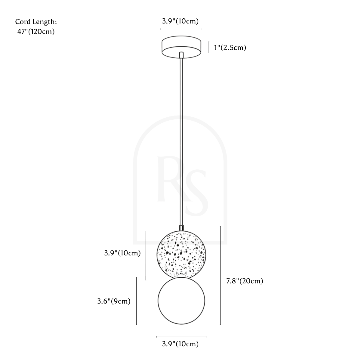 Rondure Pendant Light line drawing 1