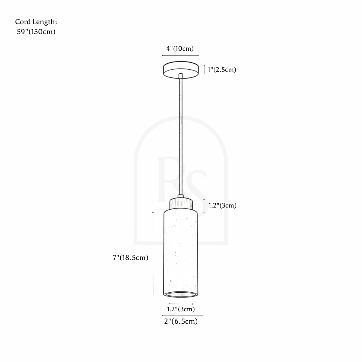Aveno Pendant Light - Open Box line drawing 1