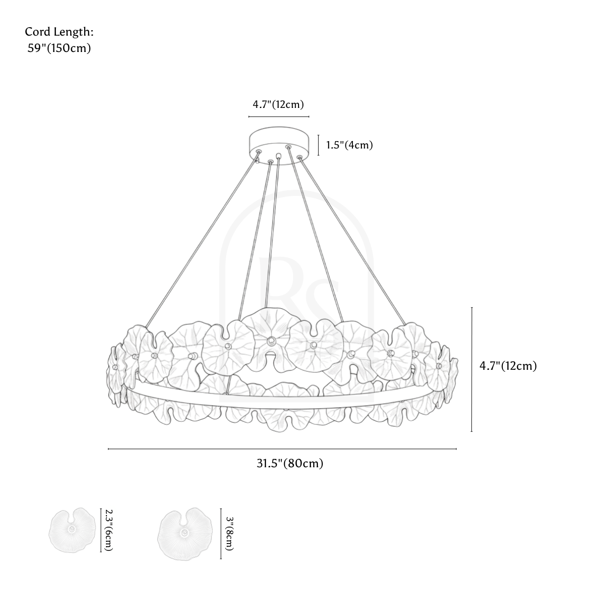 Nexorva Chandelier line drawing 3