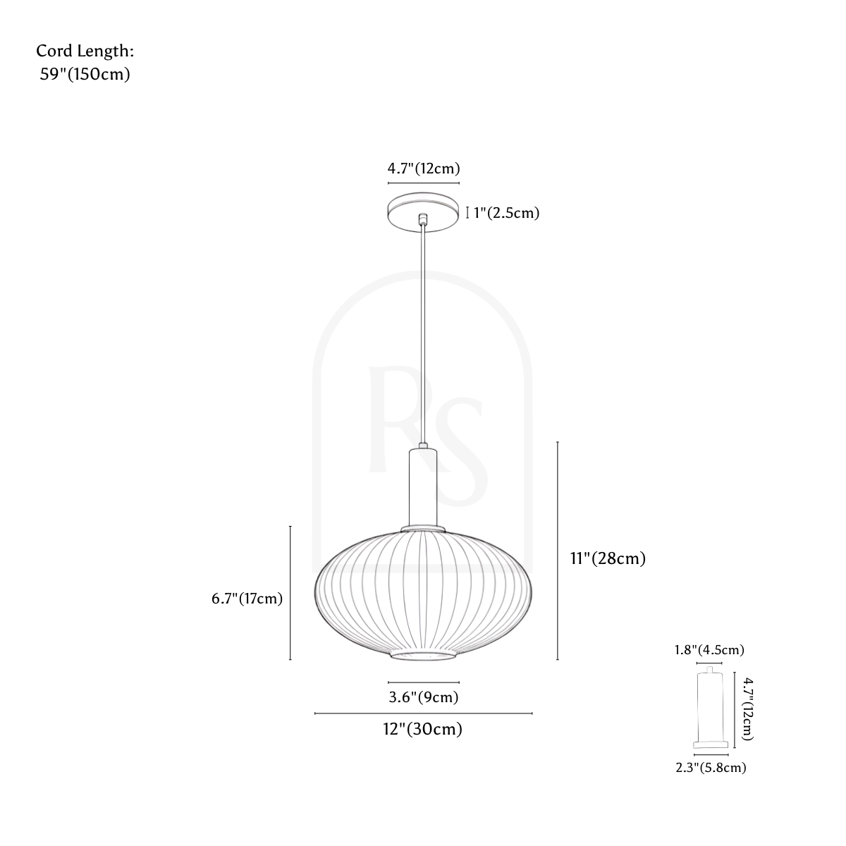Vetreria Pendant Light line drawing 1