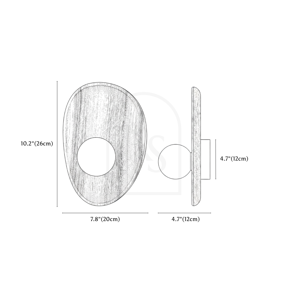 Roven Wall Lamp line drawing 2