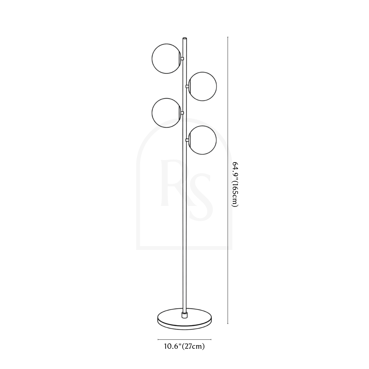 Rulaina Floor Lamp line drawing 2