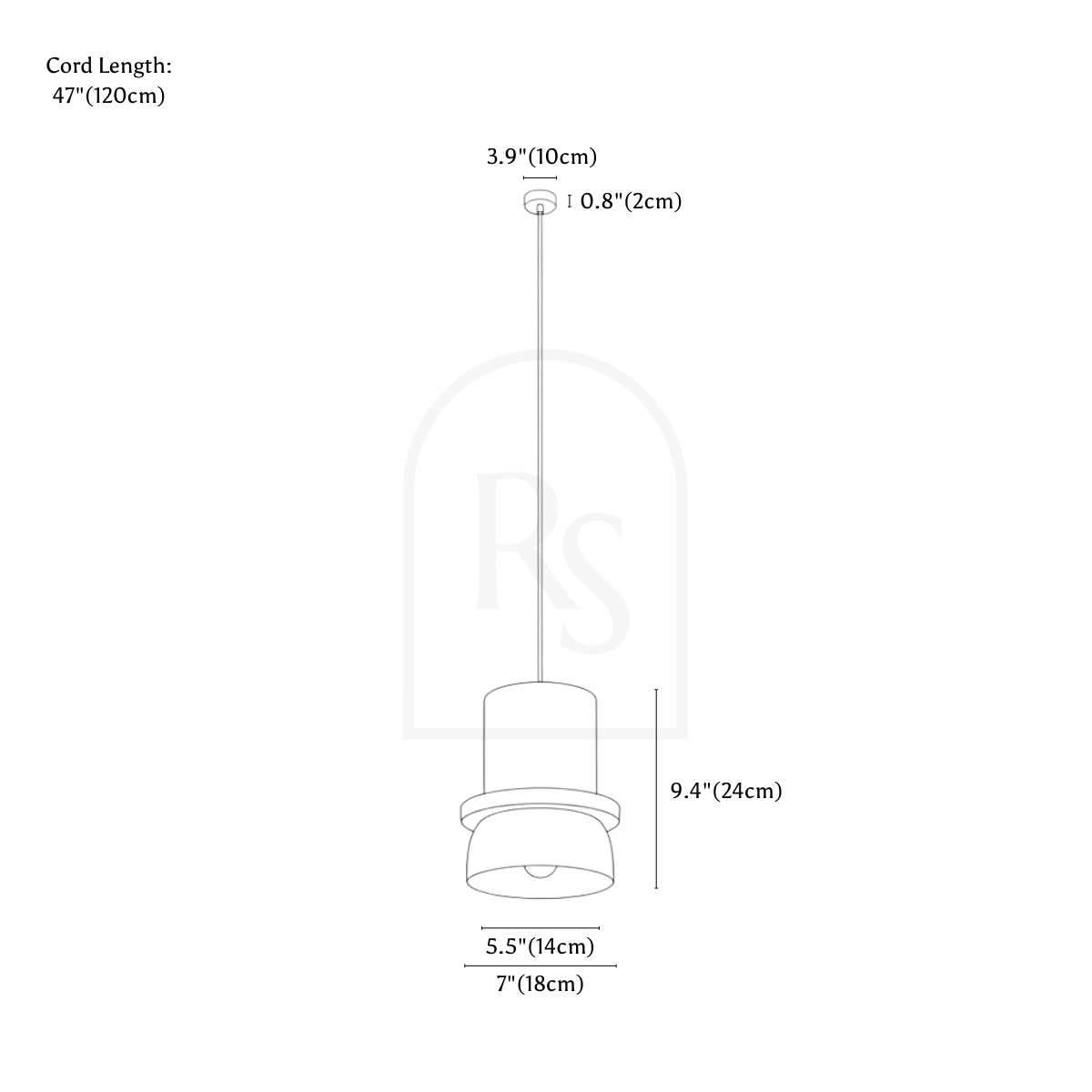 Macaron Pendant Light line drawing 1