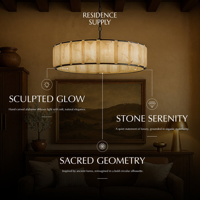 Sakhra Round Alabaster Chandelier