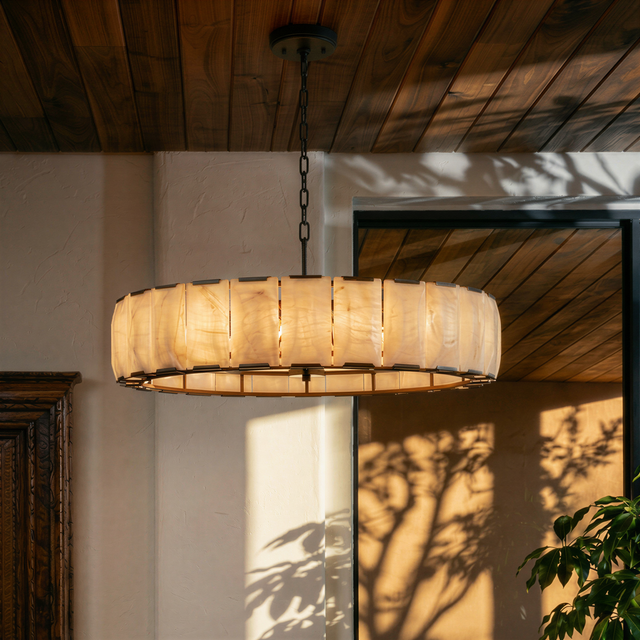 Sakhra Round Alabaster Chandelier