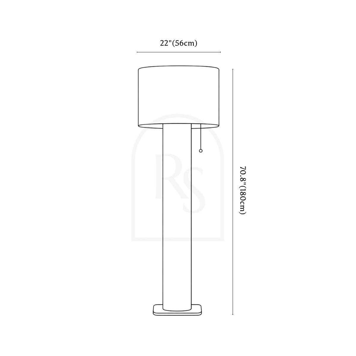 Sardal Floor Lamp line drawing 3
