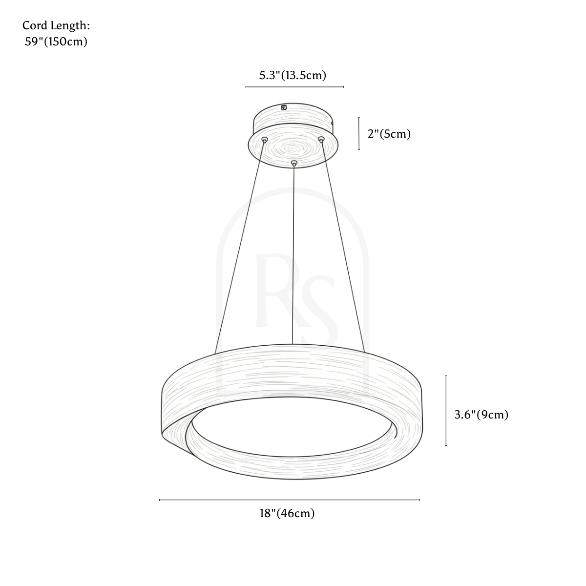Selion Pendant Light line drawing 1