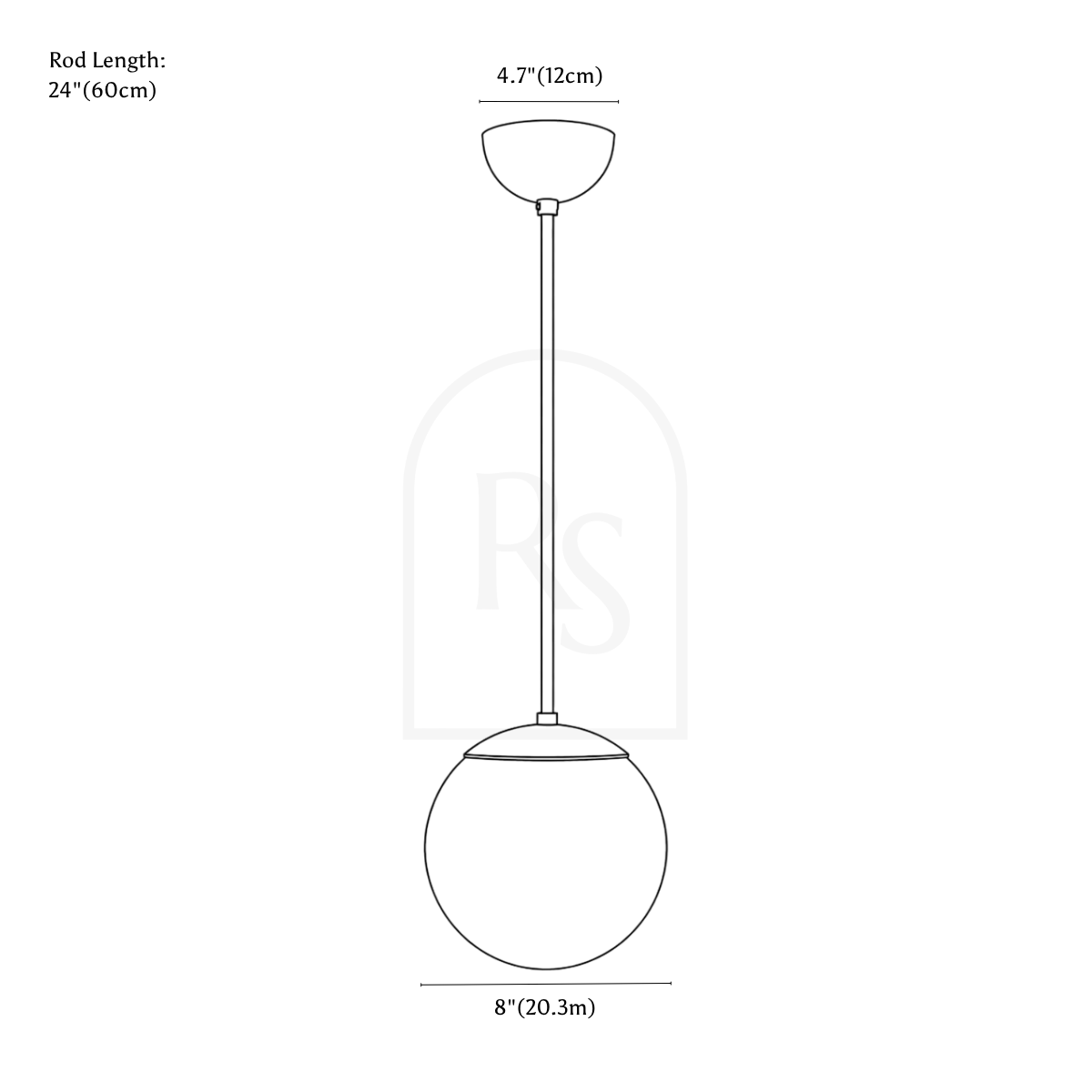 Senva Pendant Light line drawing 1