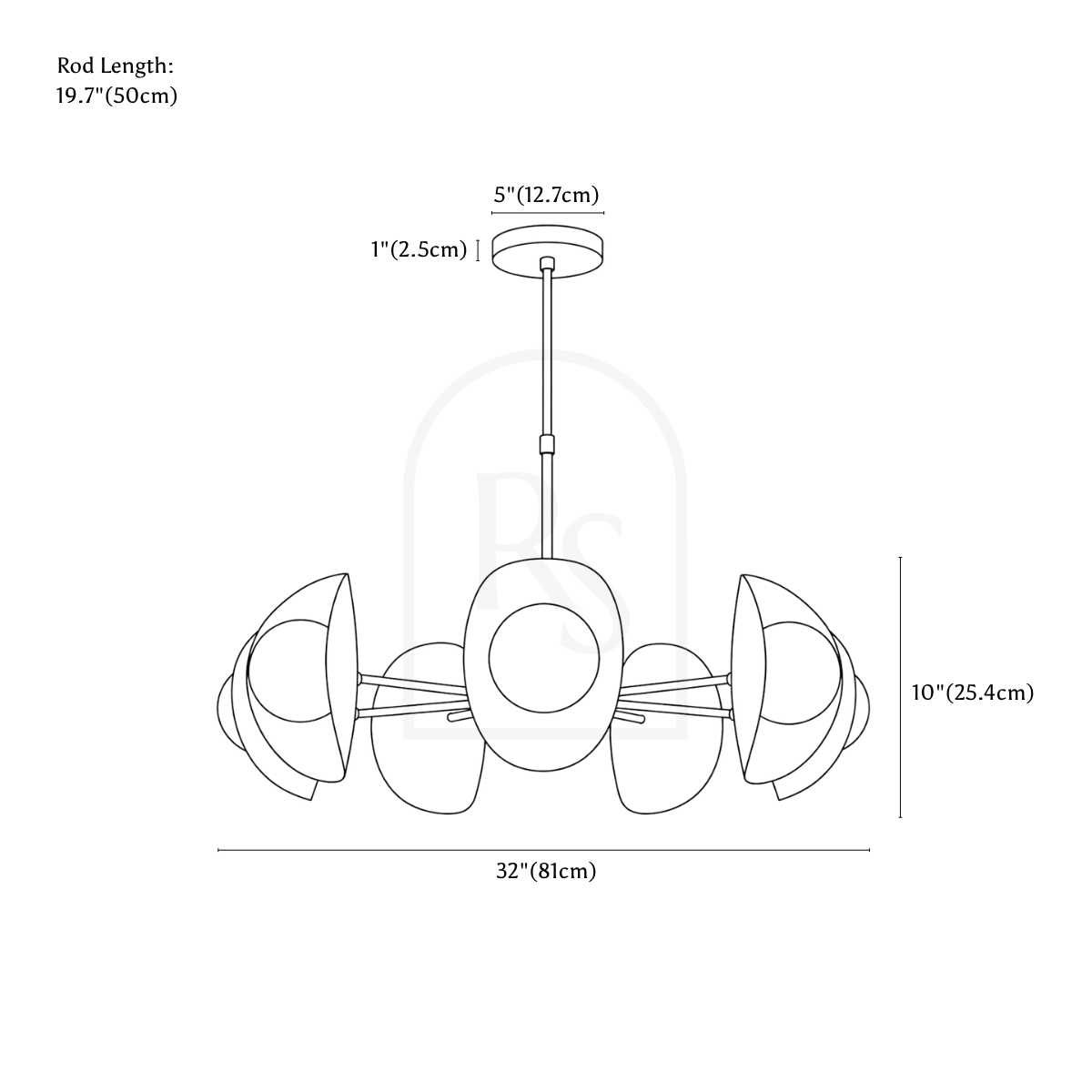 Serion Chandelier line drawing 1