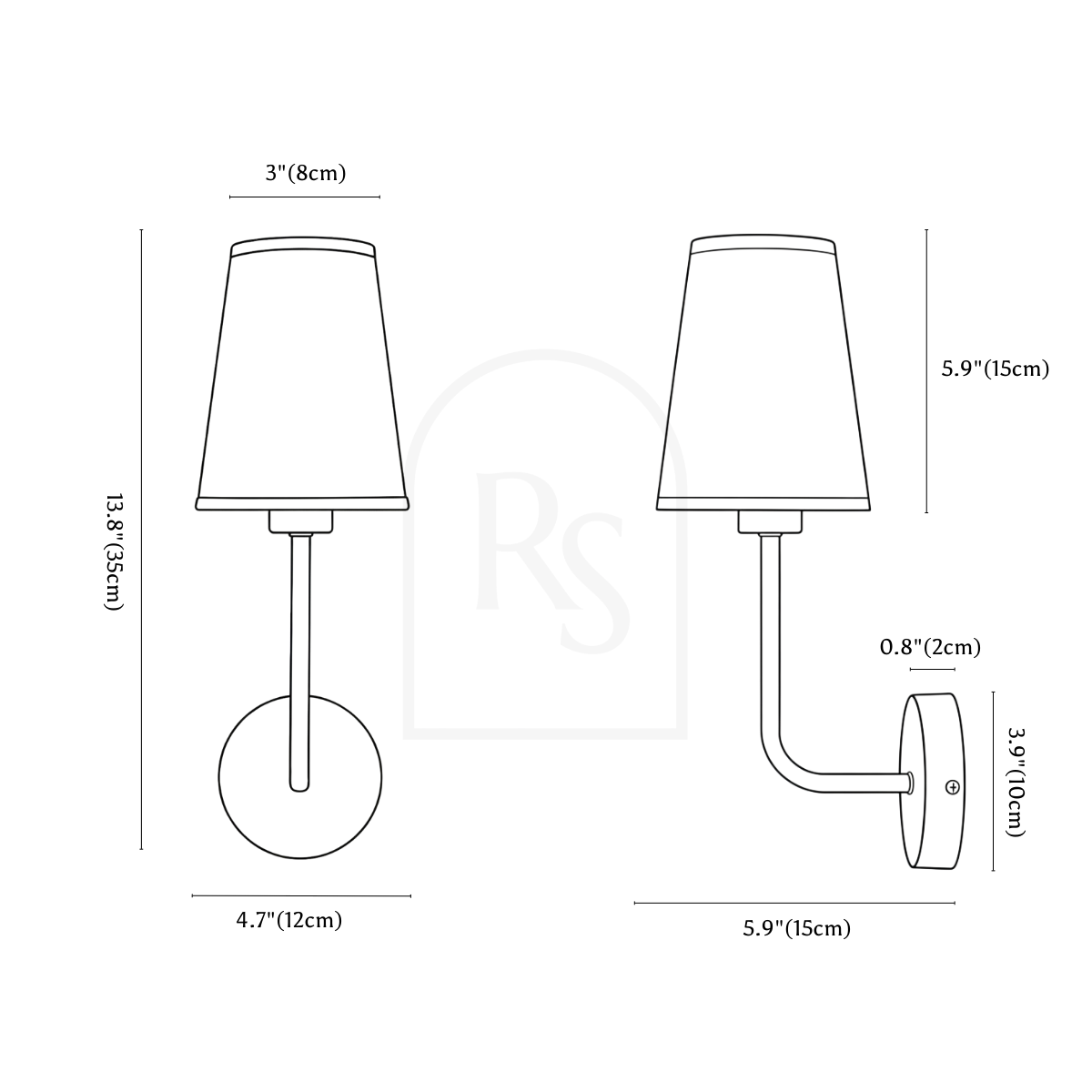Shira Wall Lamp line drawing 1