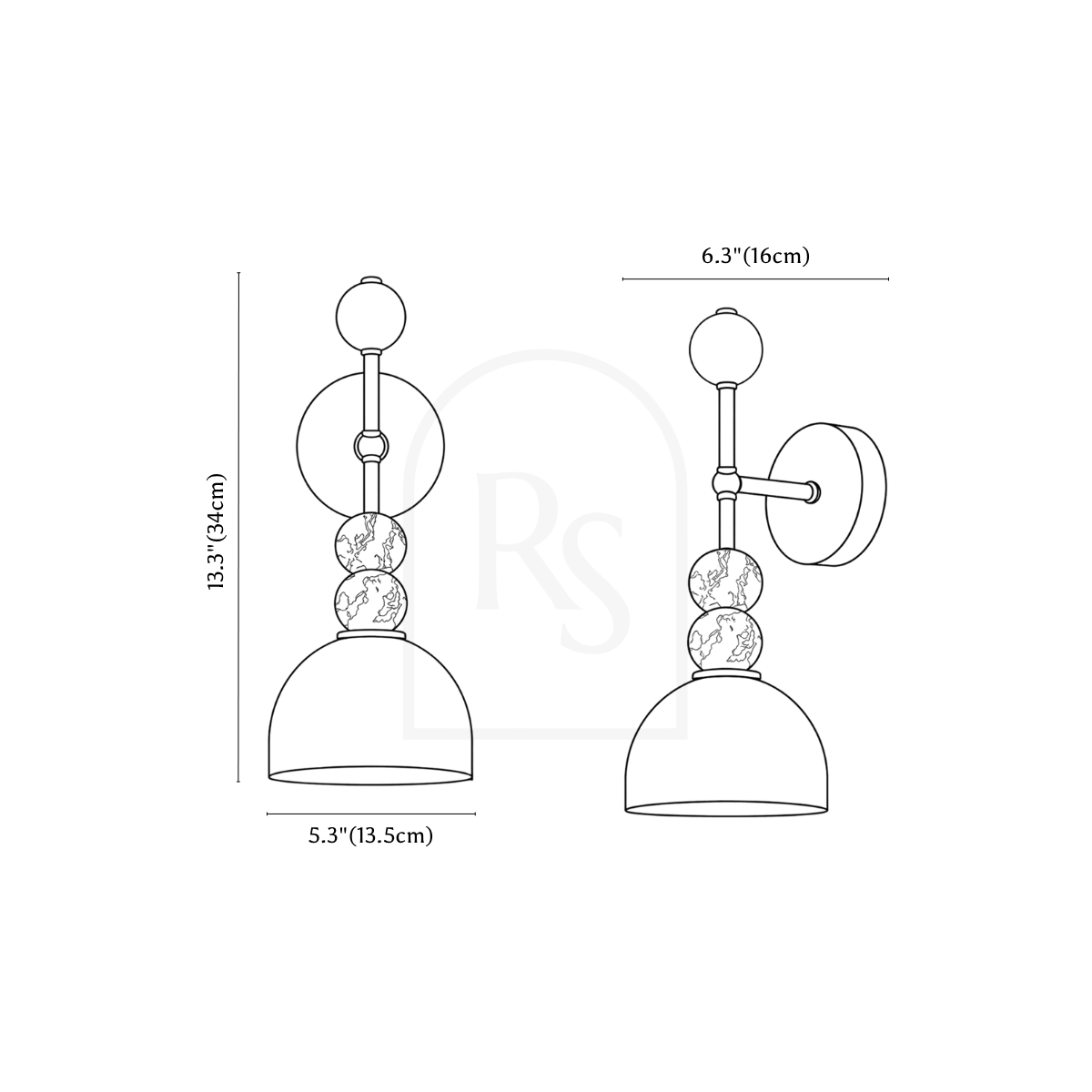 Siena Wall Lamp line drawing 1
