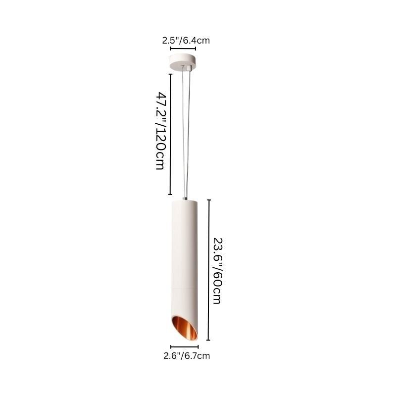 "23.6-inch modern pendant light, minimalist design, aluminum construction, matte white finish, size details"