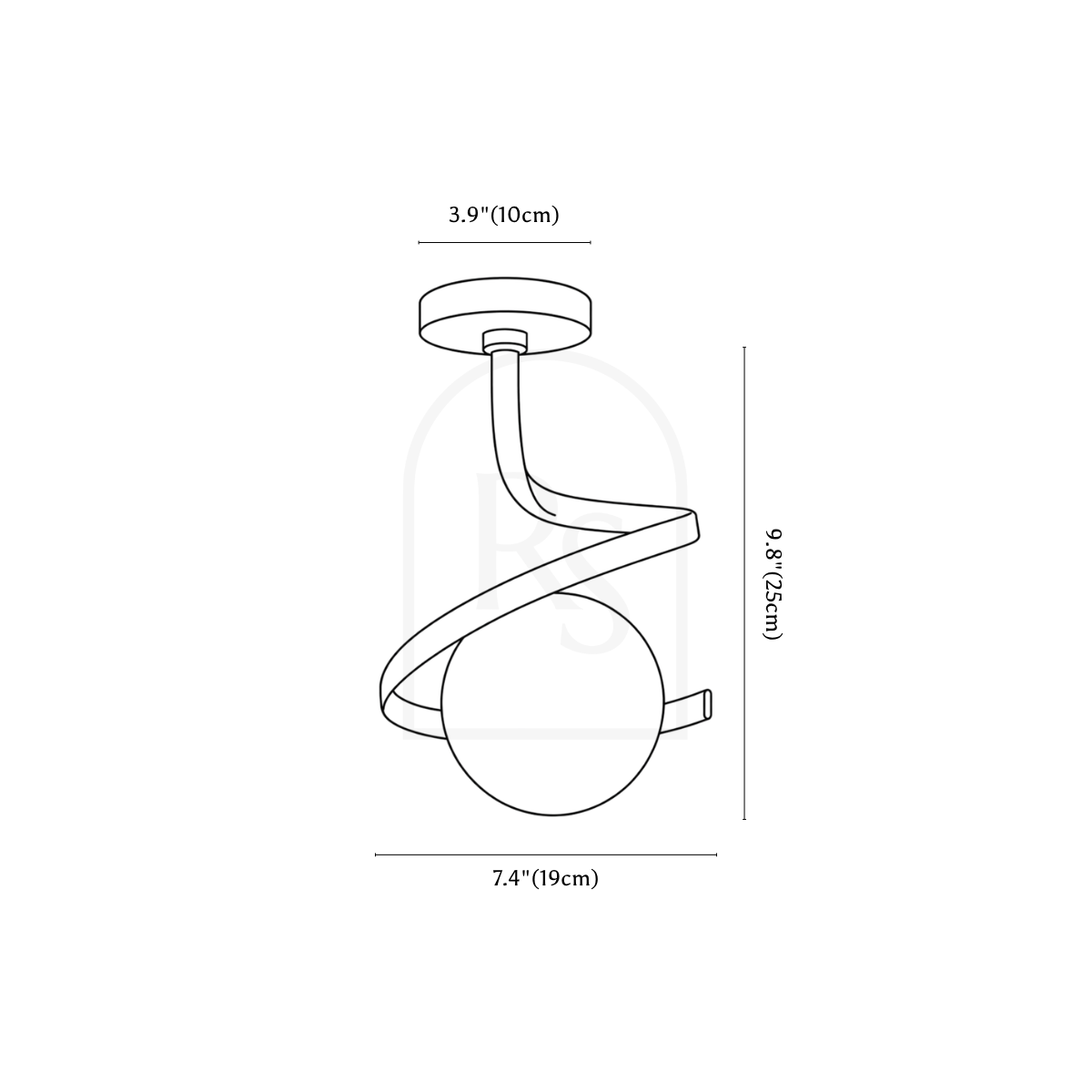 Slym Ceiling Light line drawing 1