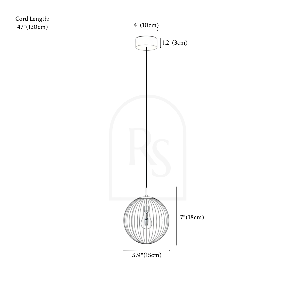 Carissa Pendant Light line drawing 1