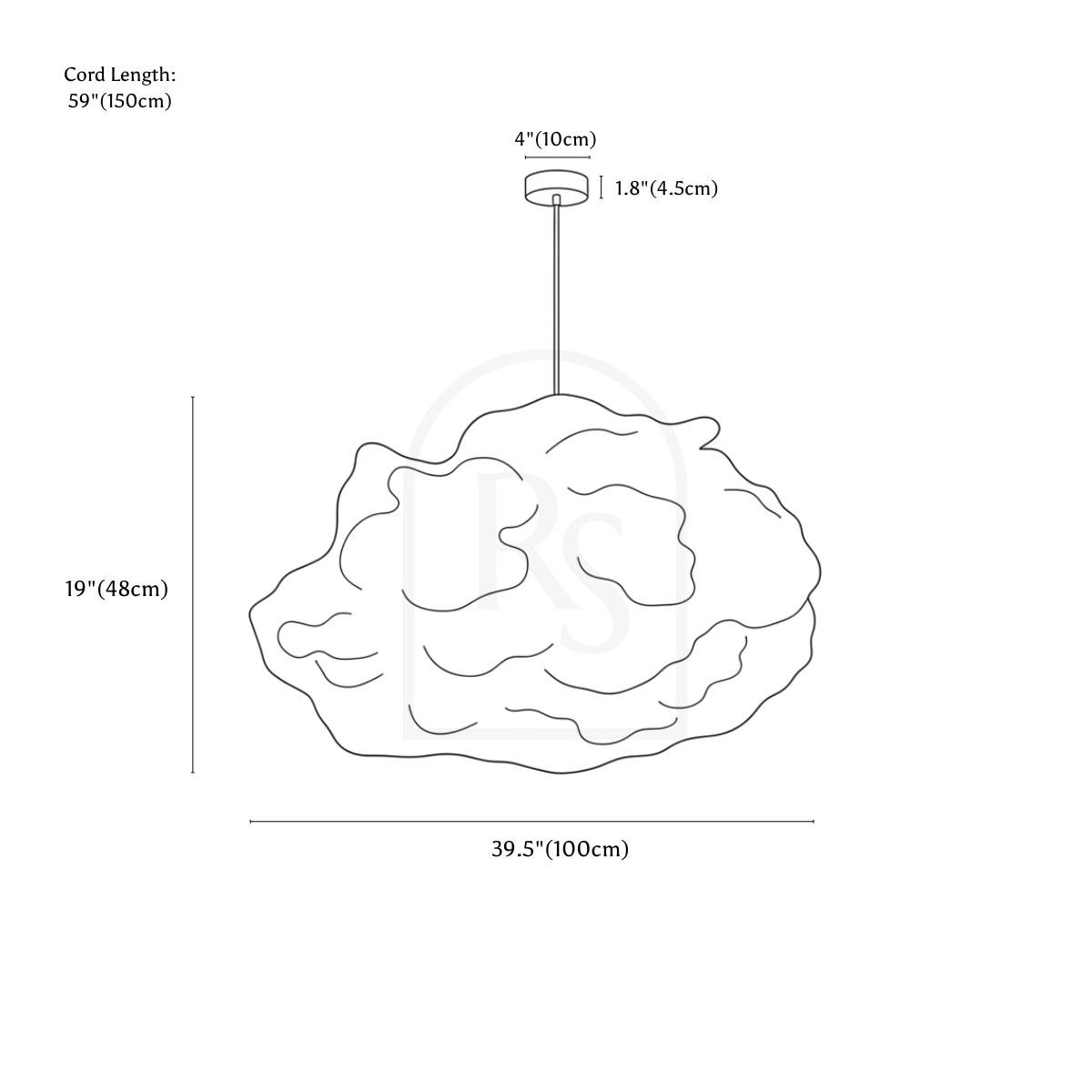 Cloud Nine Pendant Light line drawing 4