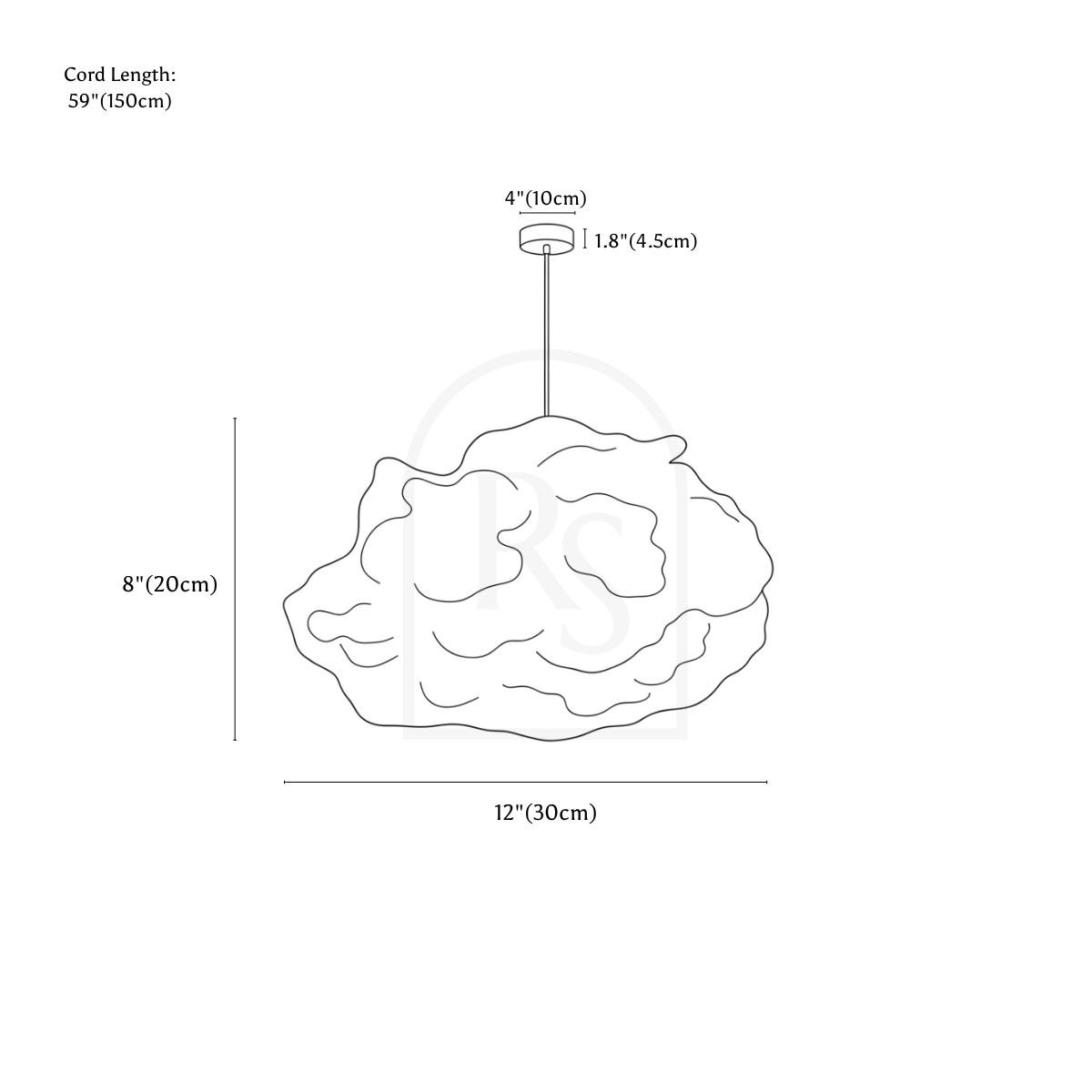 Cloud Nine Pendant Light line drawing 1