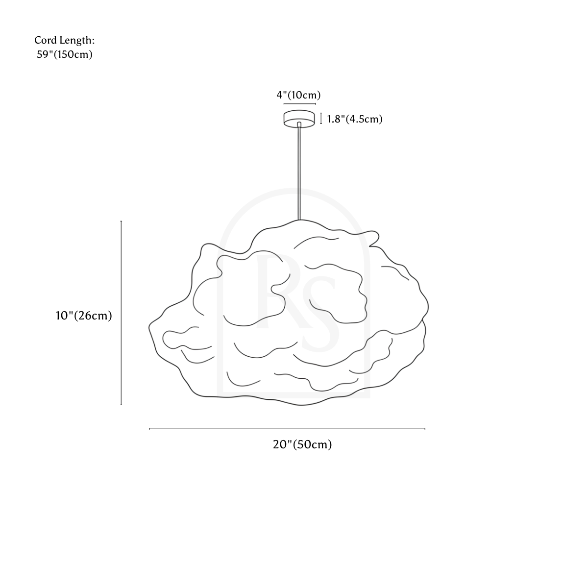 Cloud Nine Pendant Light line drawing 2