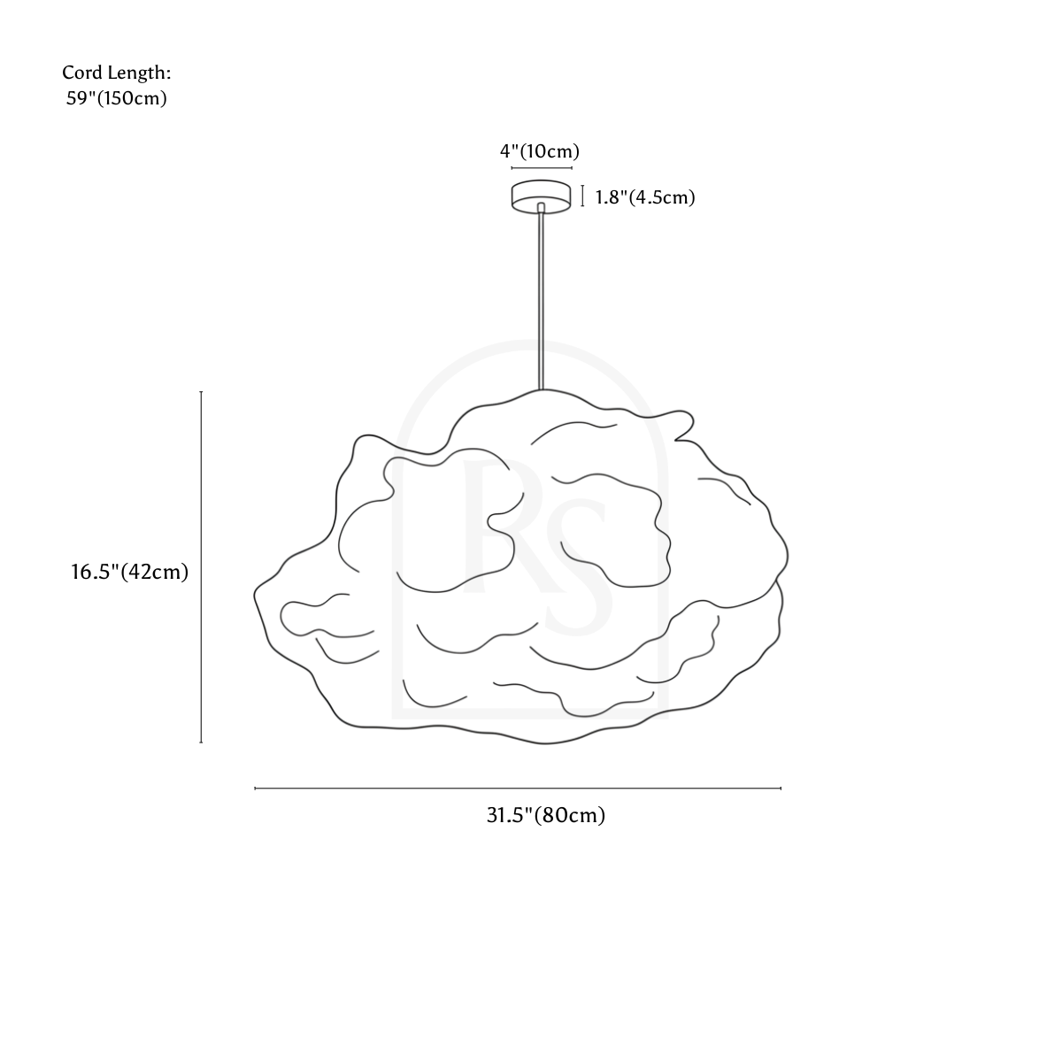 Cloud Nine Pendant Light line drawing 3