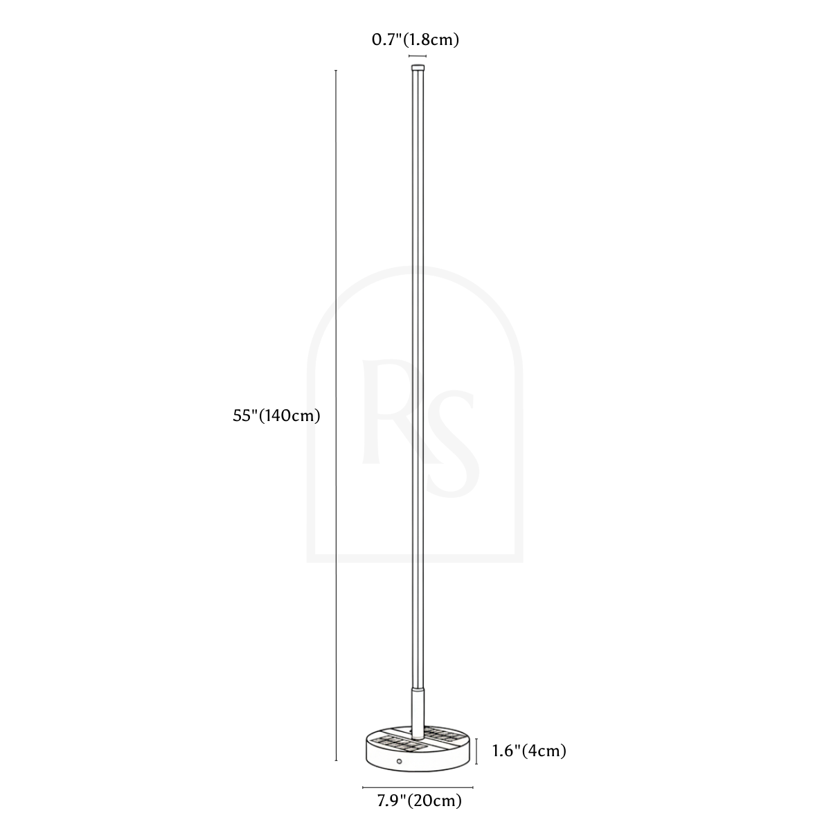 Solix Outdoor Floor Lamp line drawing 1