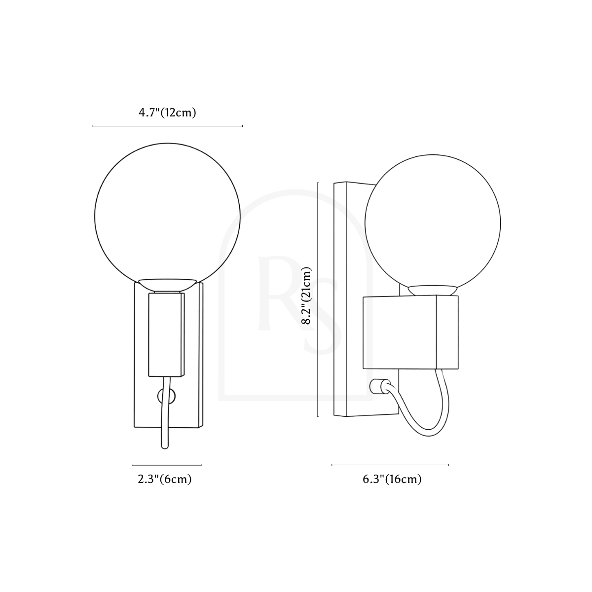 Sorden Wall Lamp line drawing 1