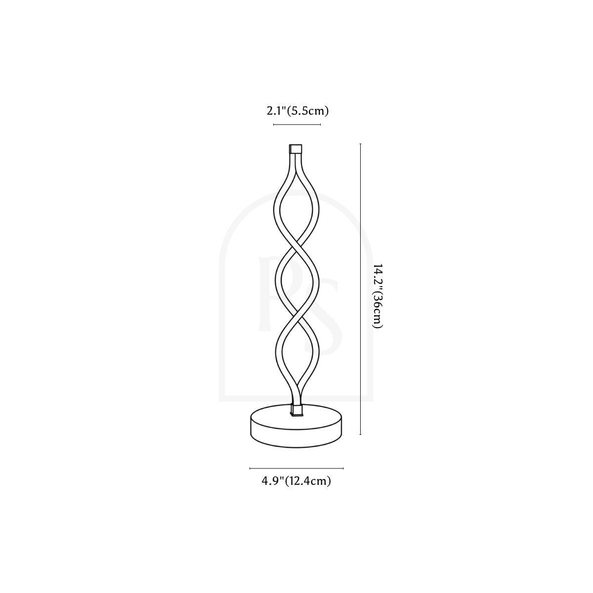 Spiral Table Lamp line drawing 2