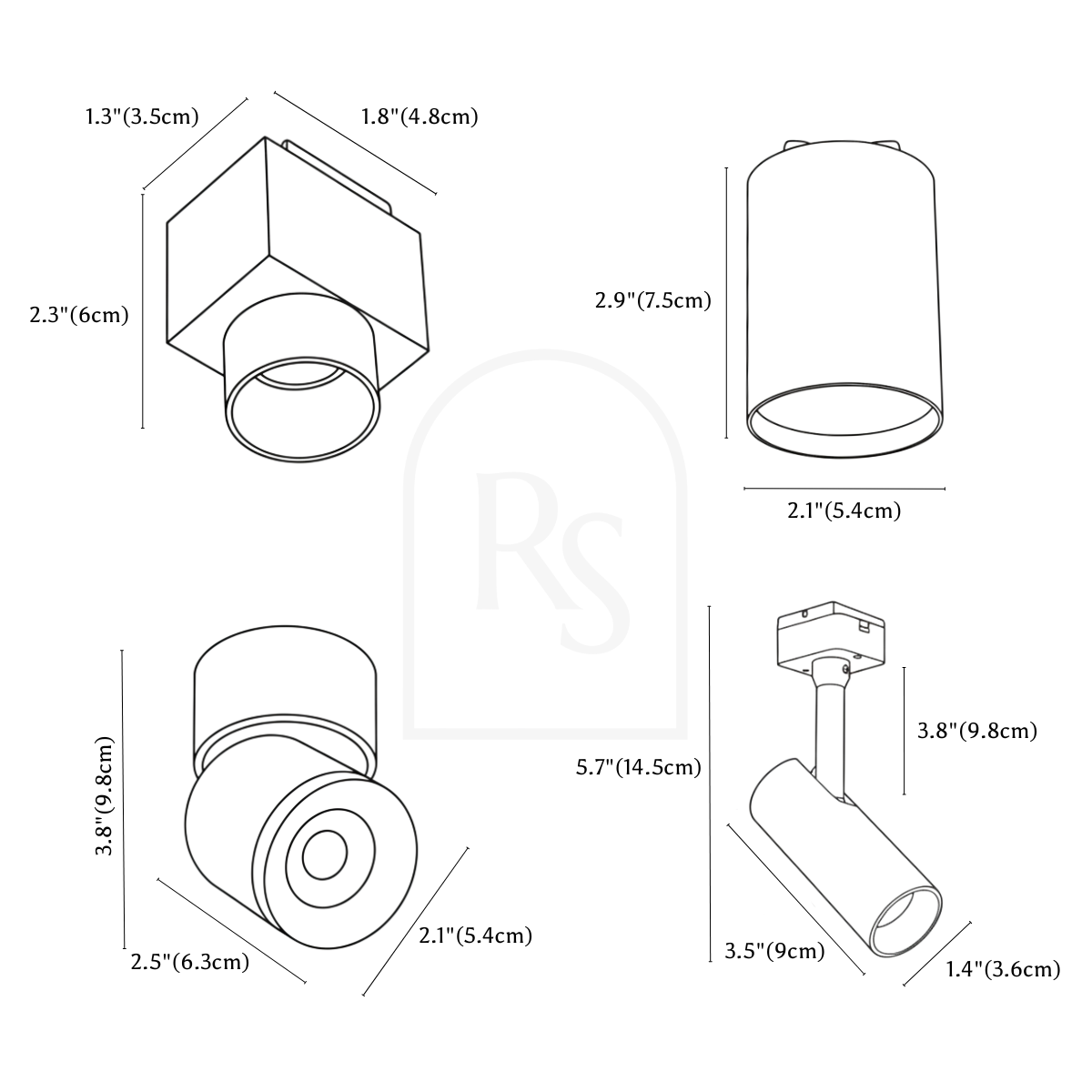 Custom Dawn Track Light System (Build Your Own) line drawing 4