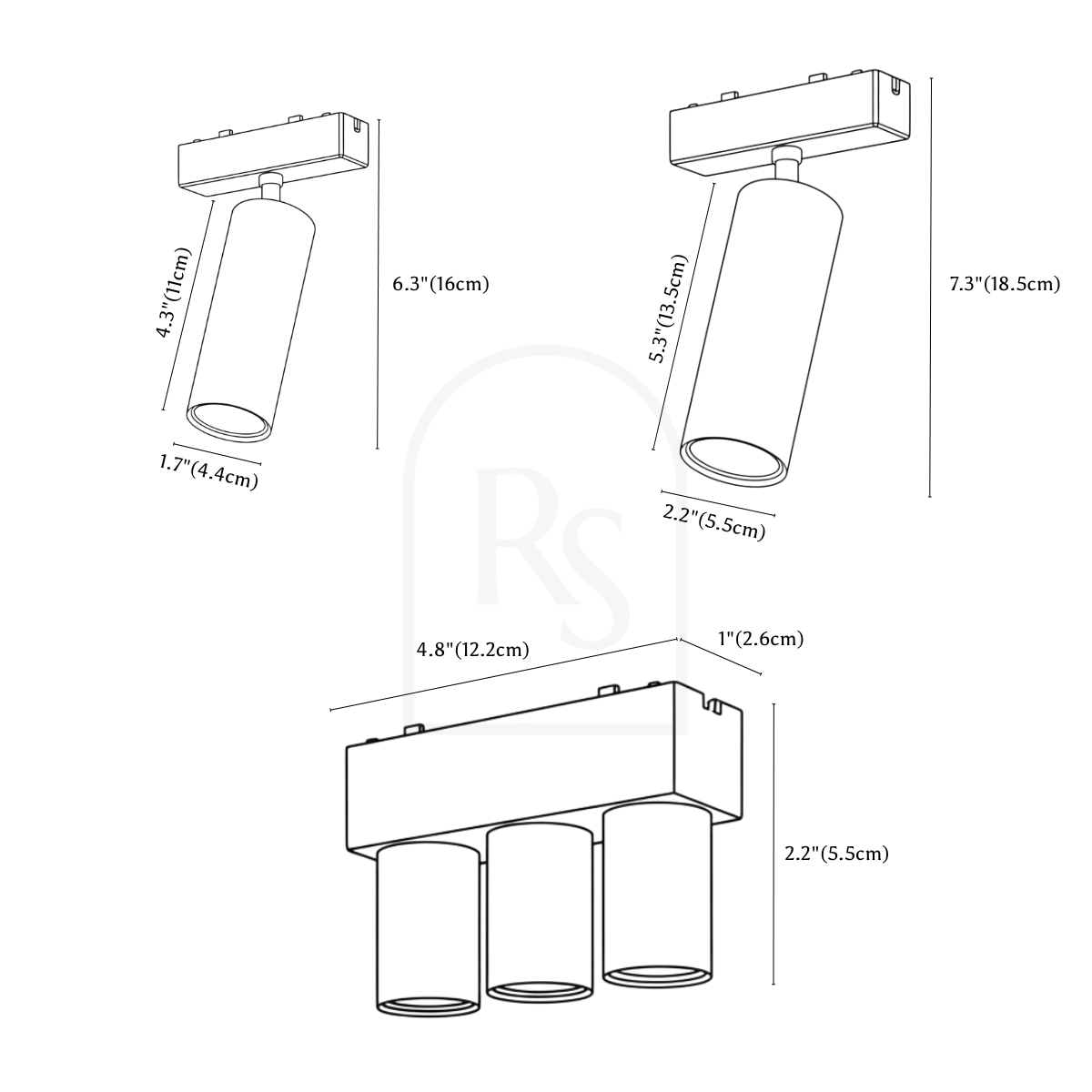 Custom Janae Track Light System (Build Your Own) line drawing 3