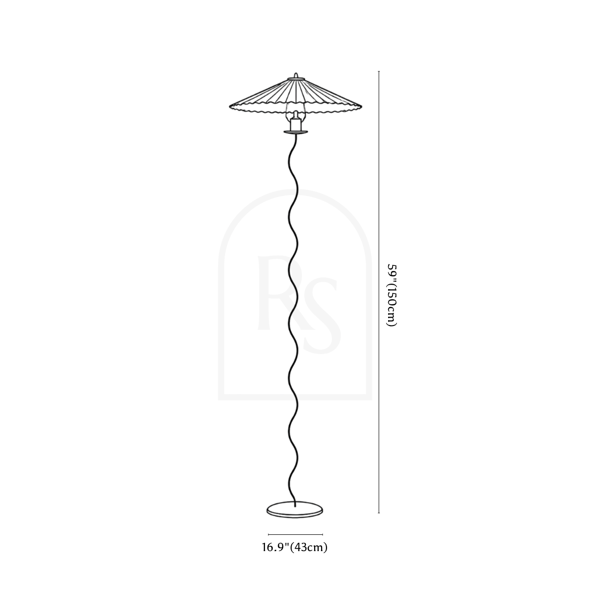 Squiggle Floor Lamp line drawing 1