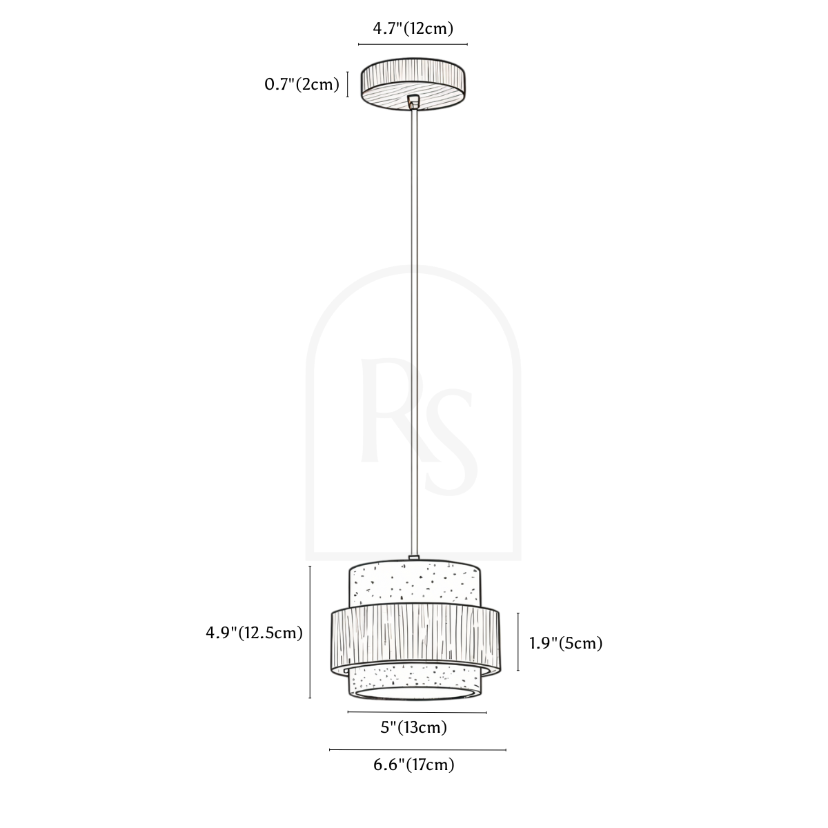 Stellis Pendant Light line drawing 1