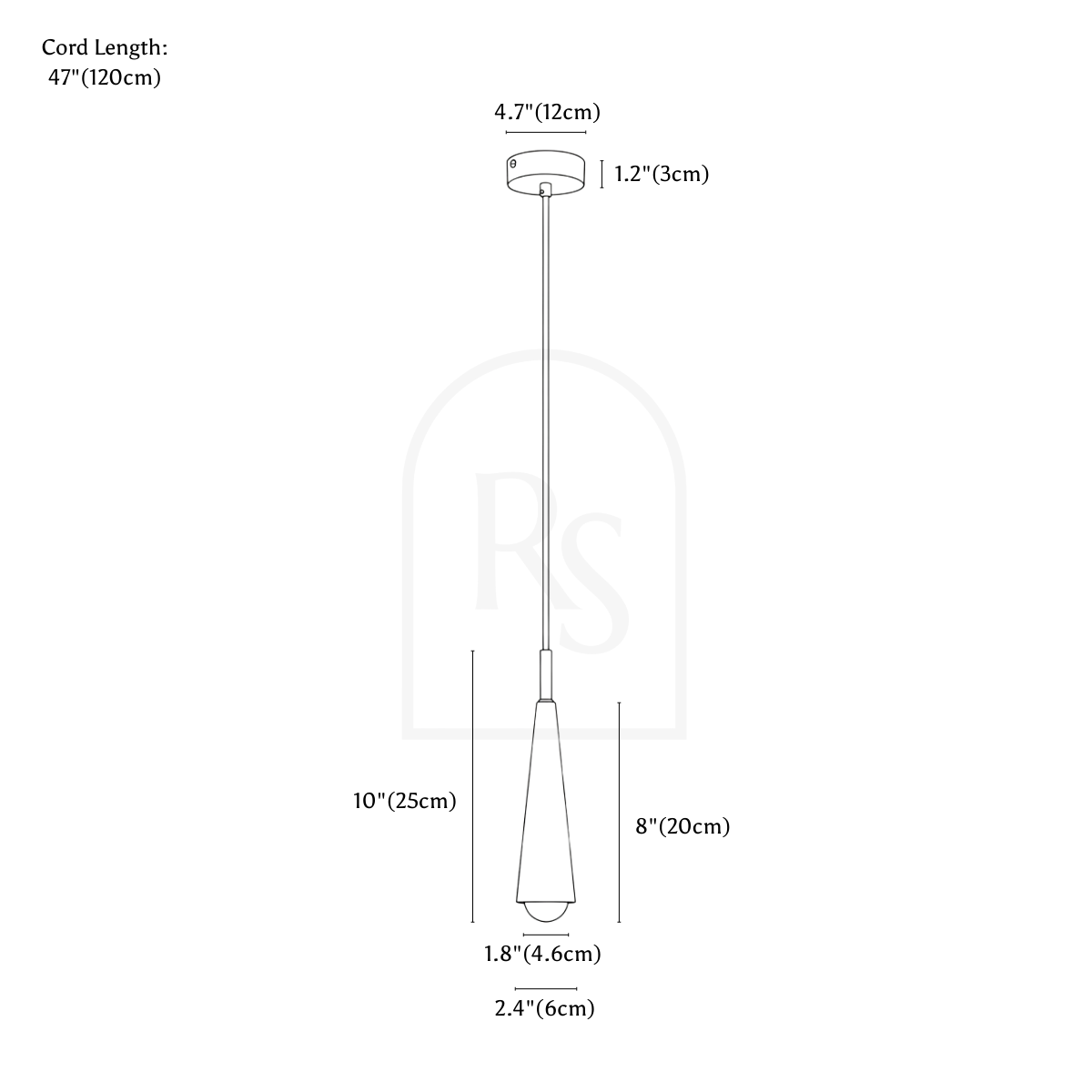 Svelora Pendant Light line drawing 1