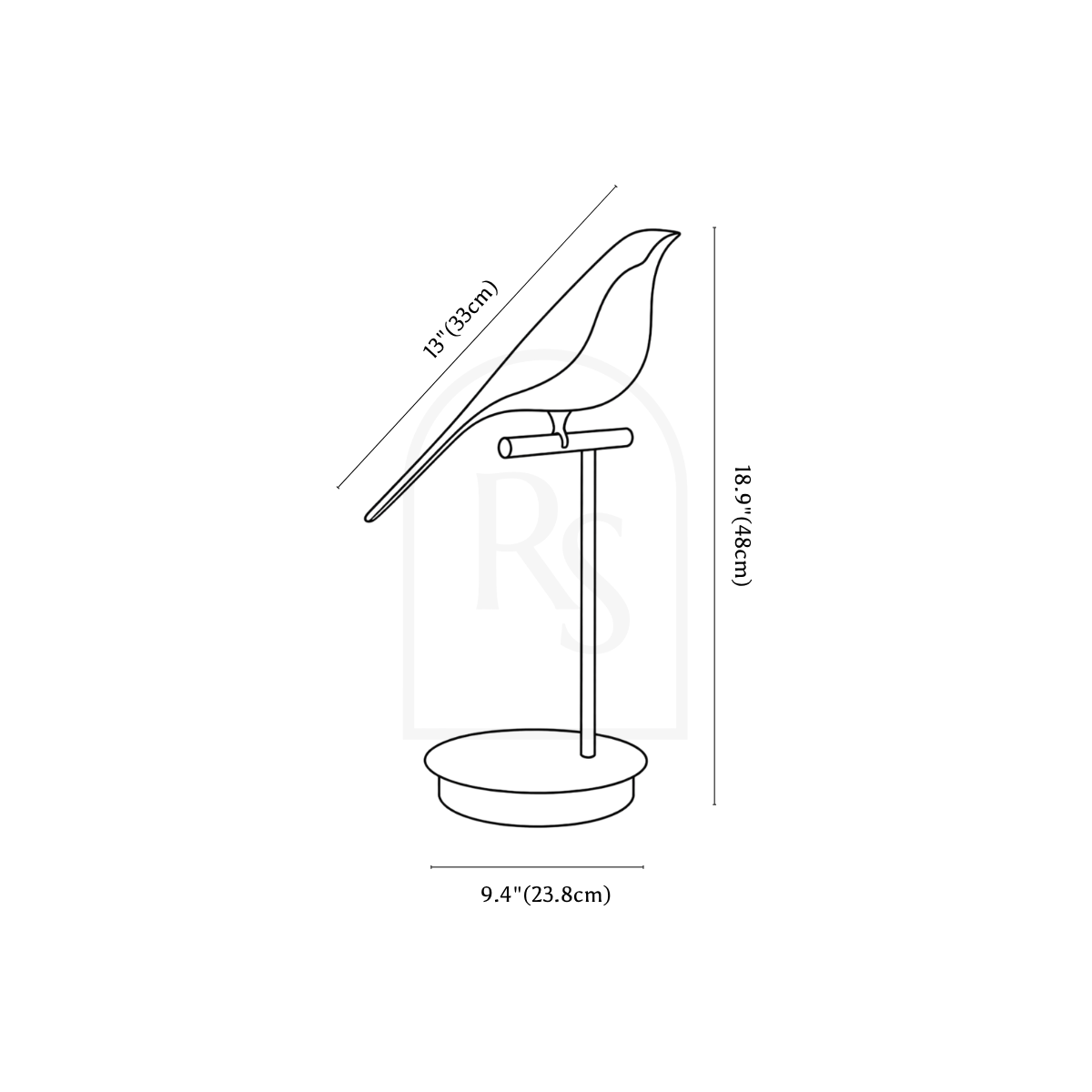 Swallow Table Lamp line drawing 1