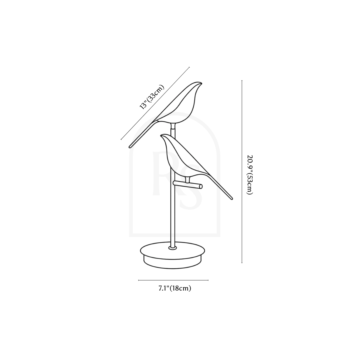 Swallow Table Lamp line drawing 2
