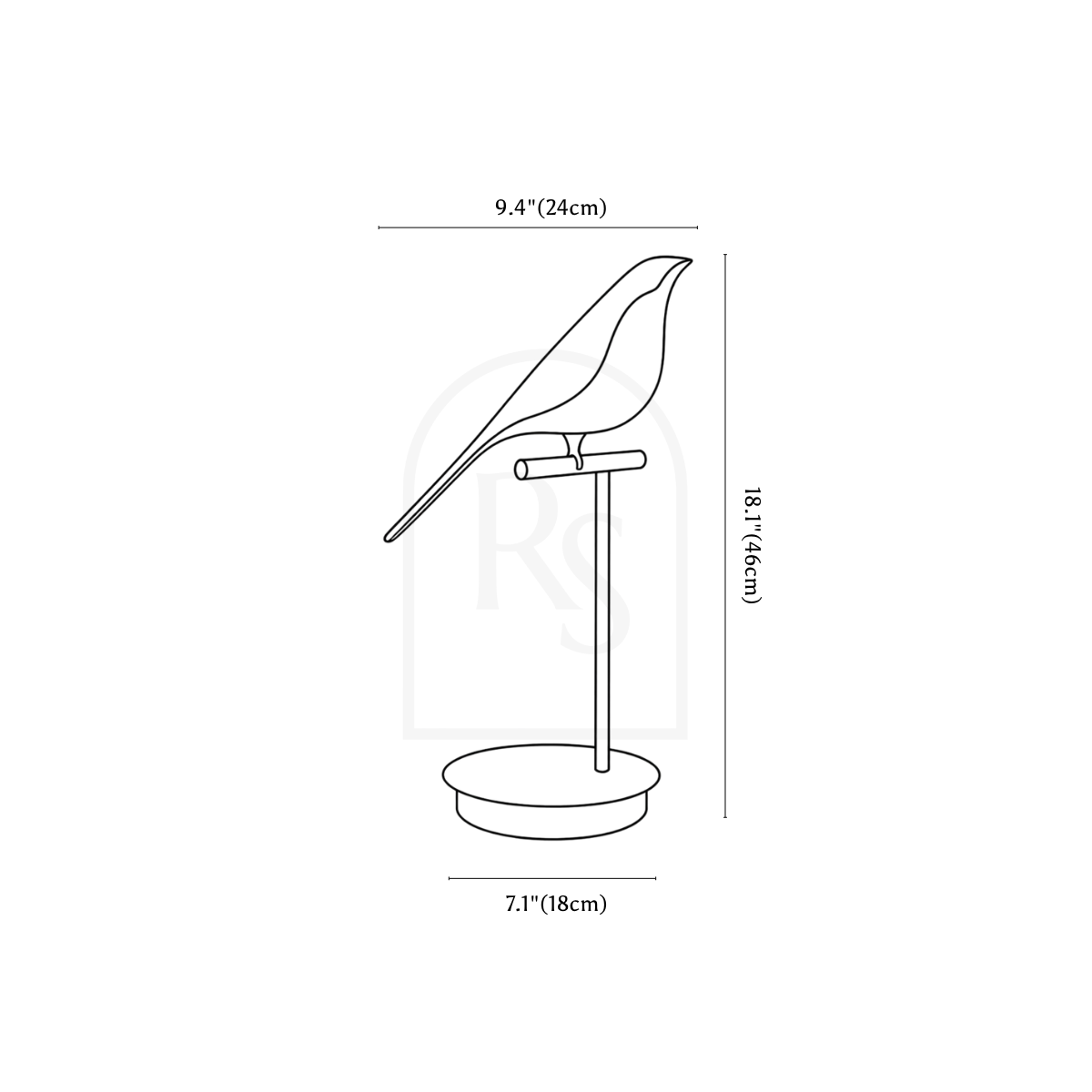 Lampe de table hirondelle line drawing 1