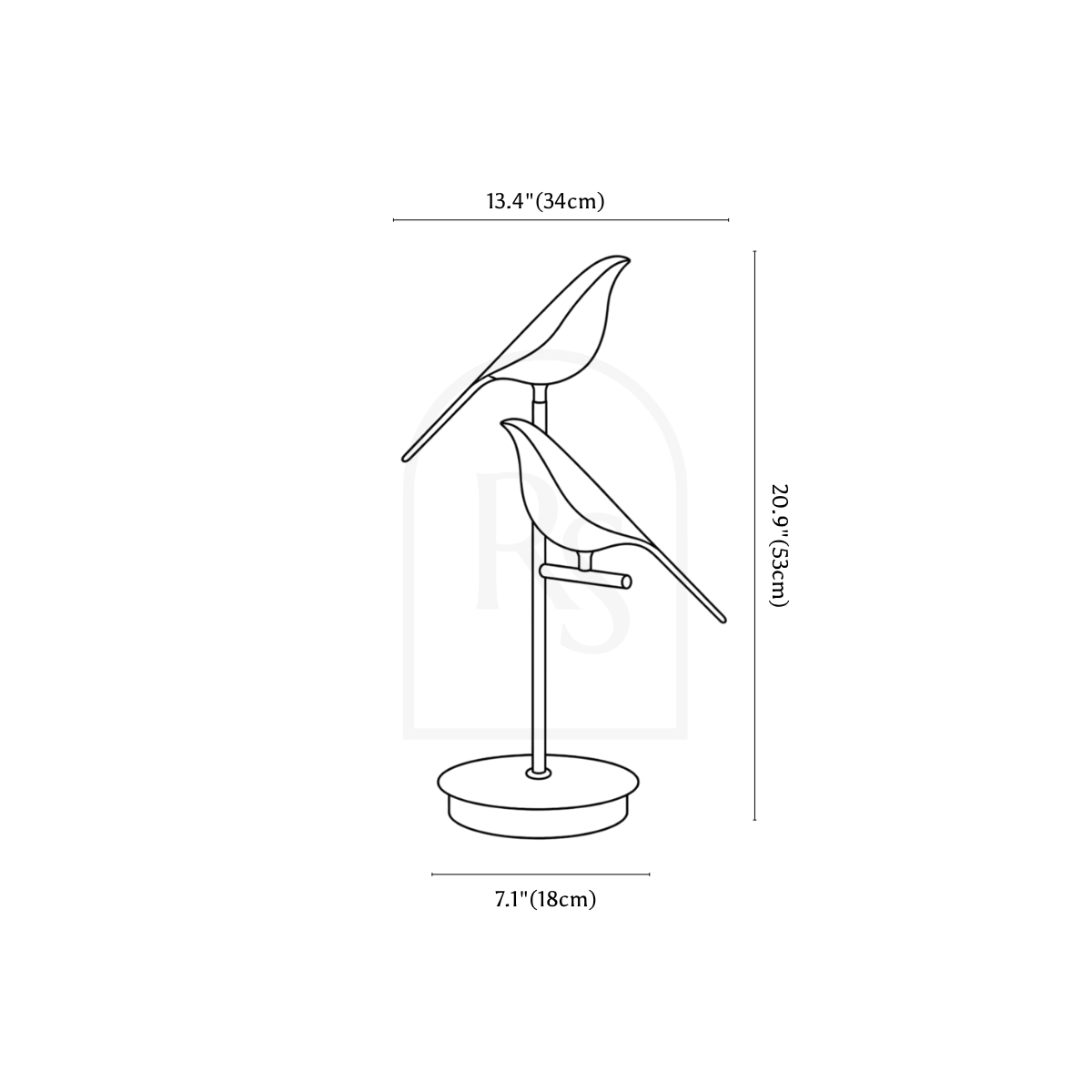 Lampe de table hirondelle line drawing 2