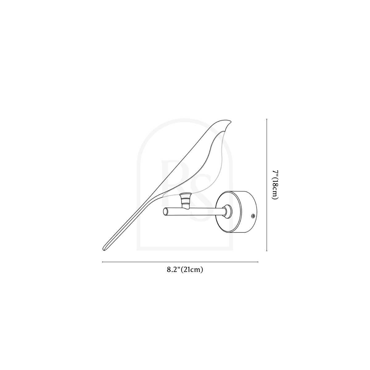 Swallow Wall Lamp line drawing 1