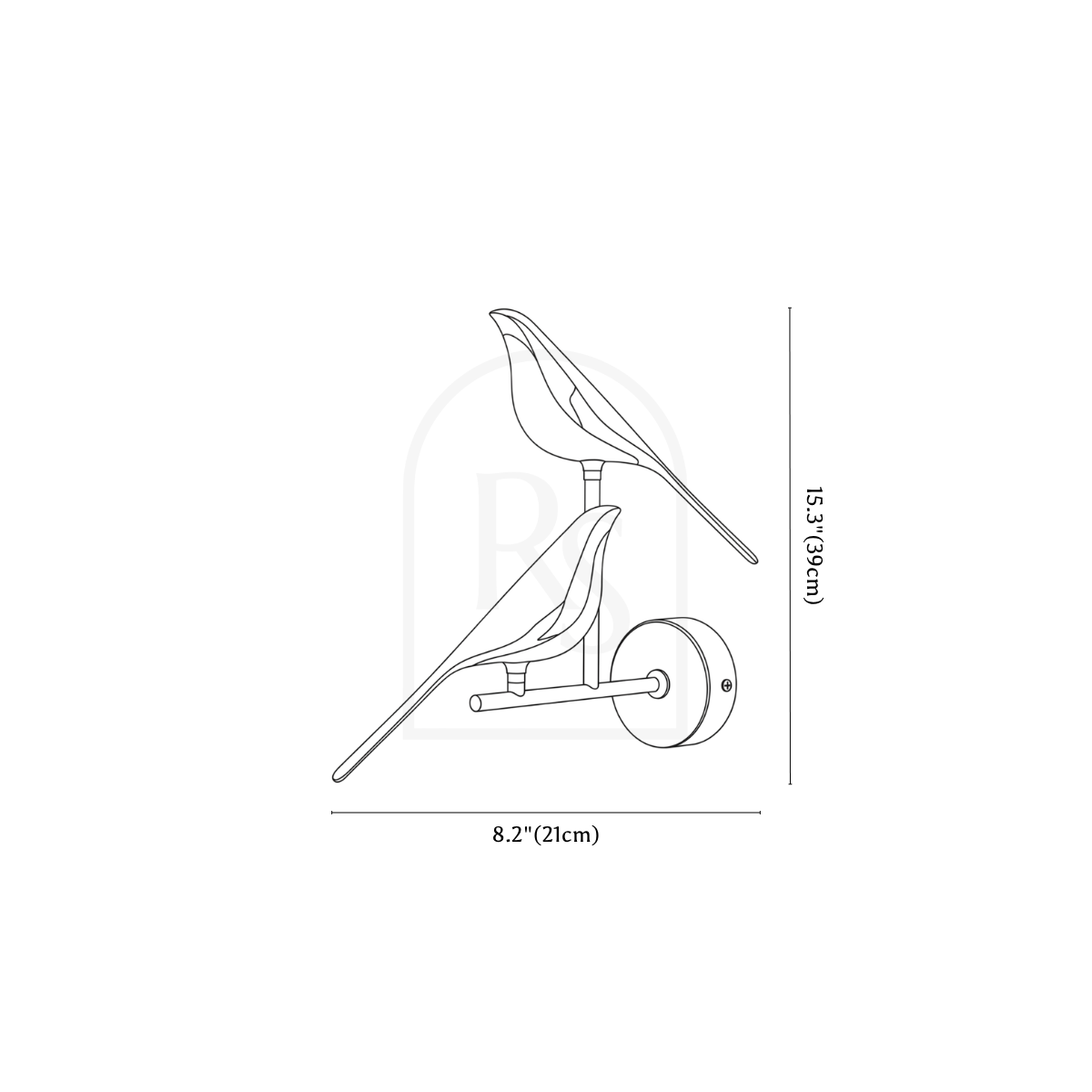 Swallow Wall Lamp line drawing 2