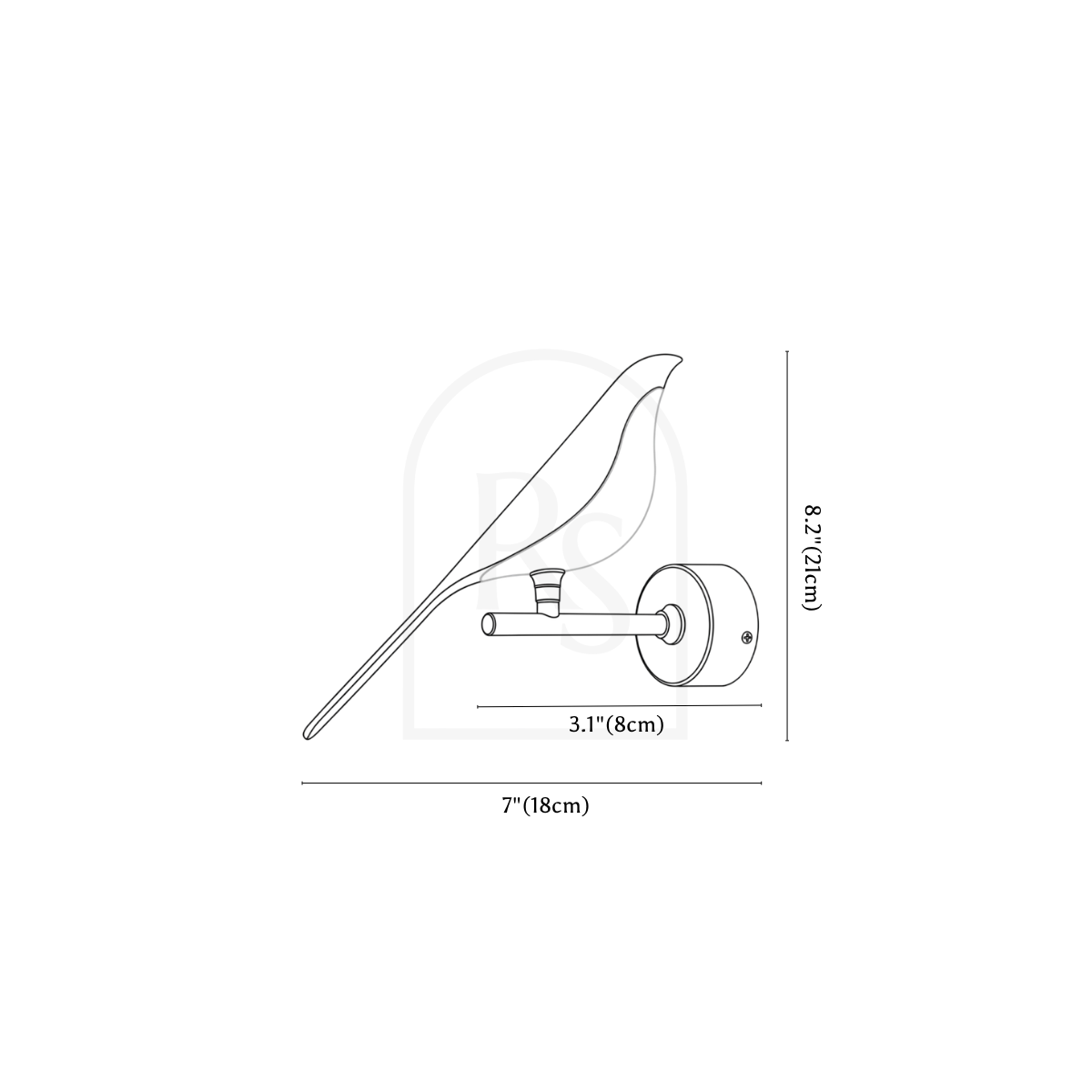 Swallow Wall Lamp line drawing 1