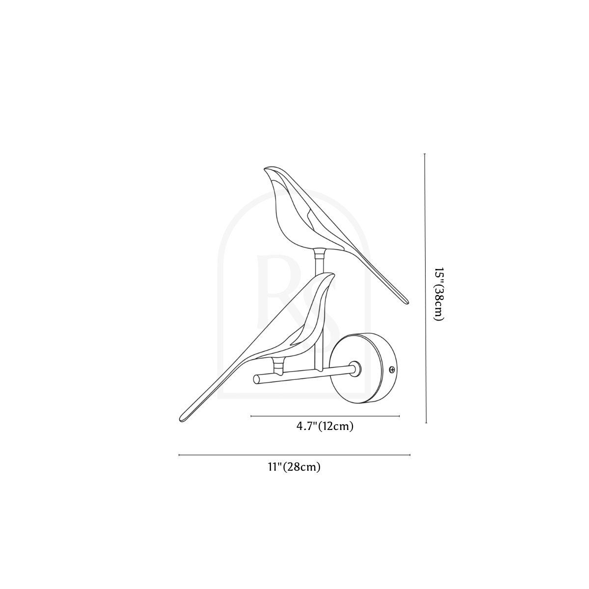 Swallow Wall Lamp line drawing 2