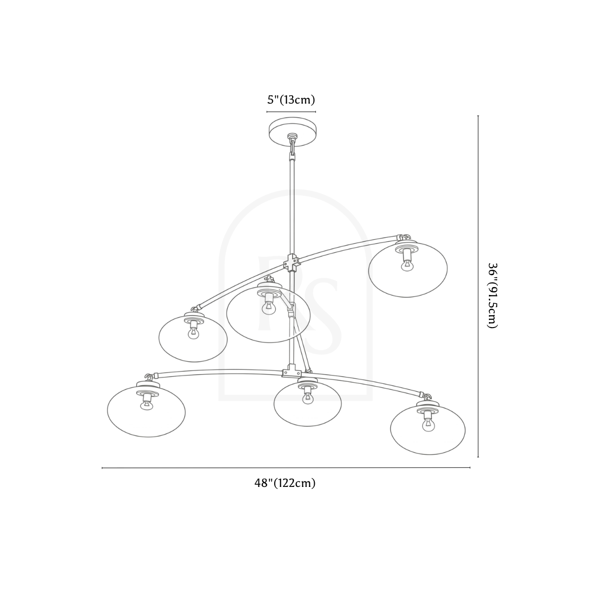 Sylva Chandelier line drawing 1
