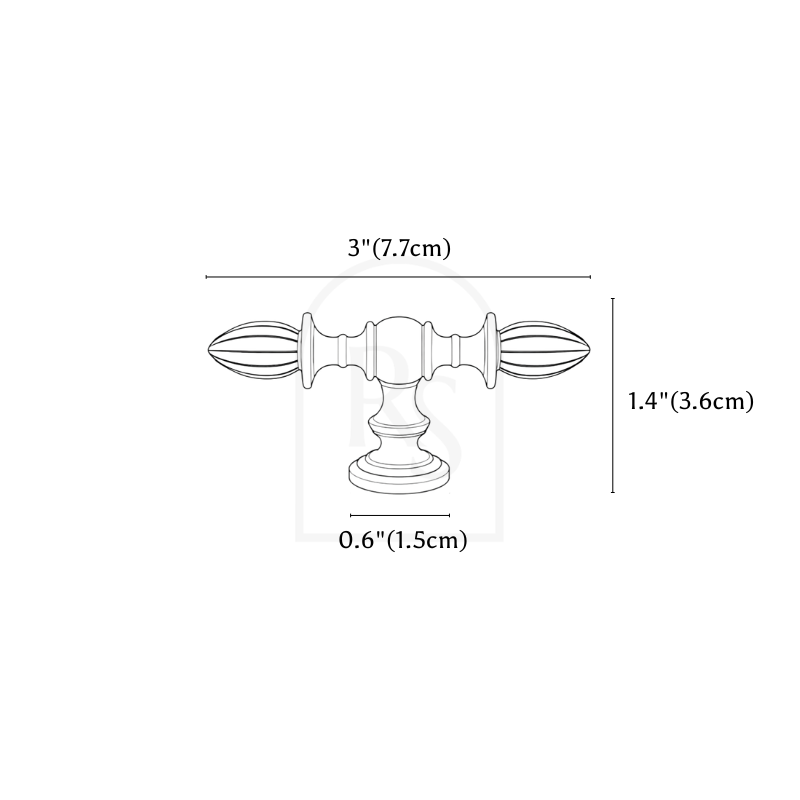 Aurel Knob & Pull Bar line drawing 2