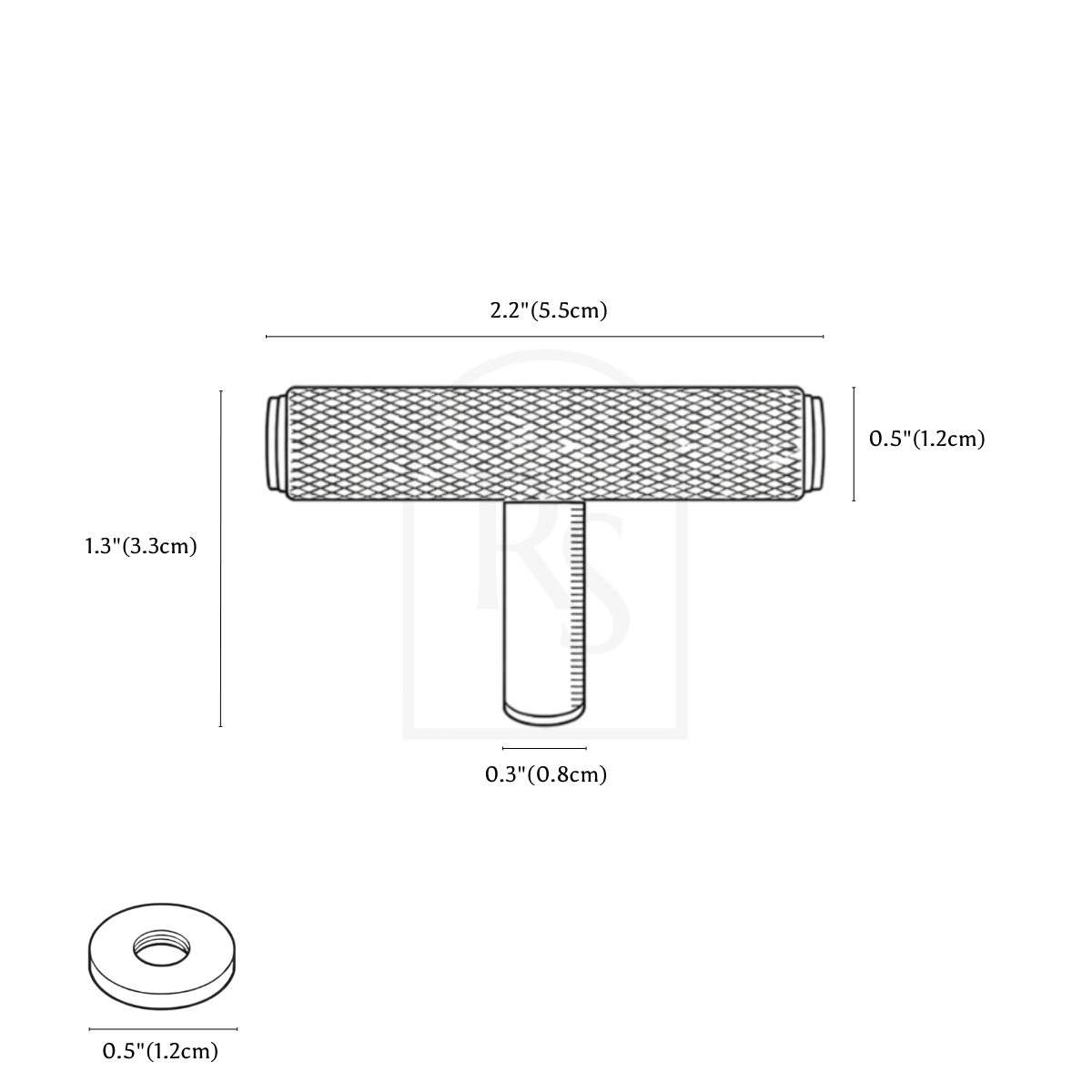 Mirox Knob & Pull Bar line drawing 2