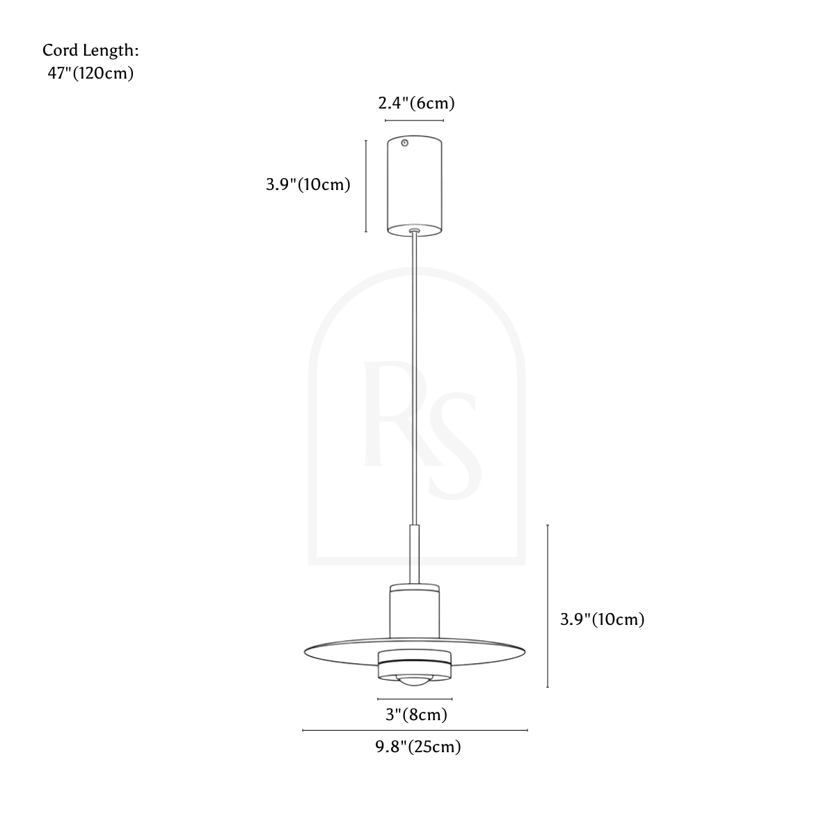 Taryn Pendant Light line drawing 1