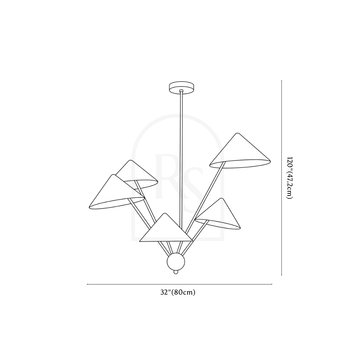 Tectum Ceiling Light line drawing 1