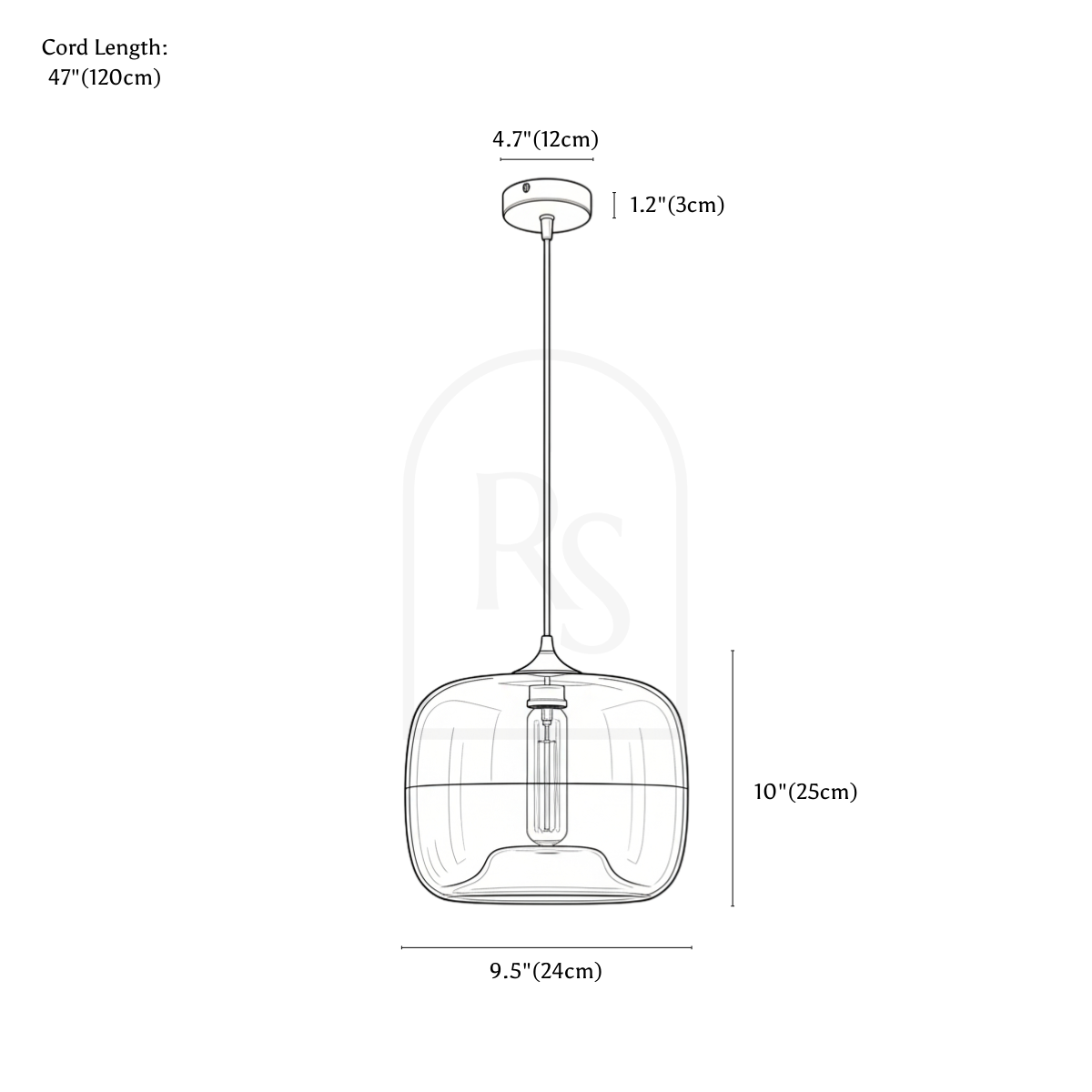 Teleo Pendant Light line drawing 1