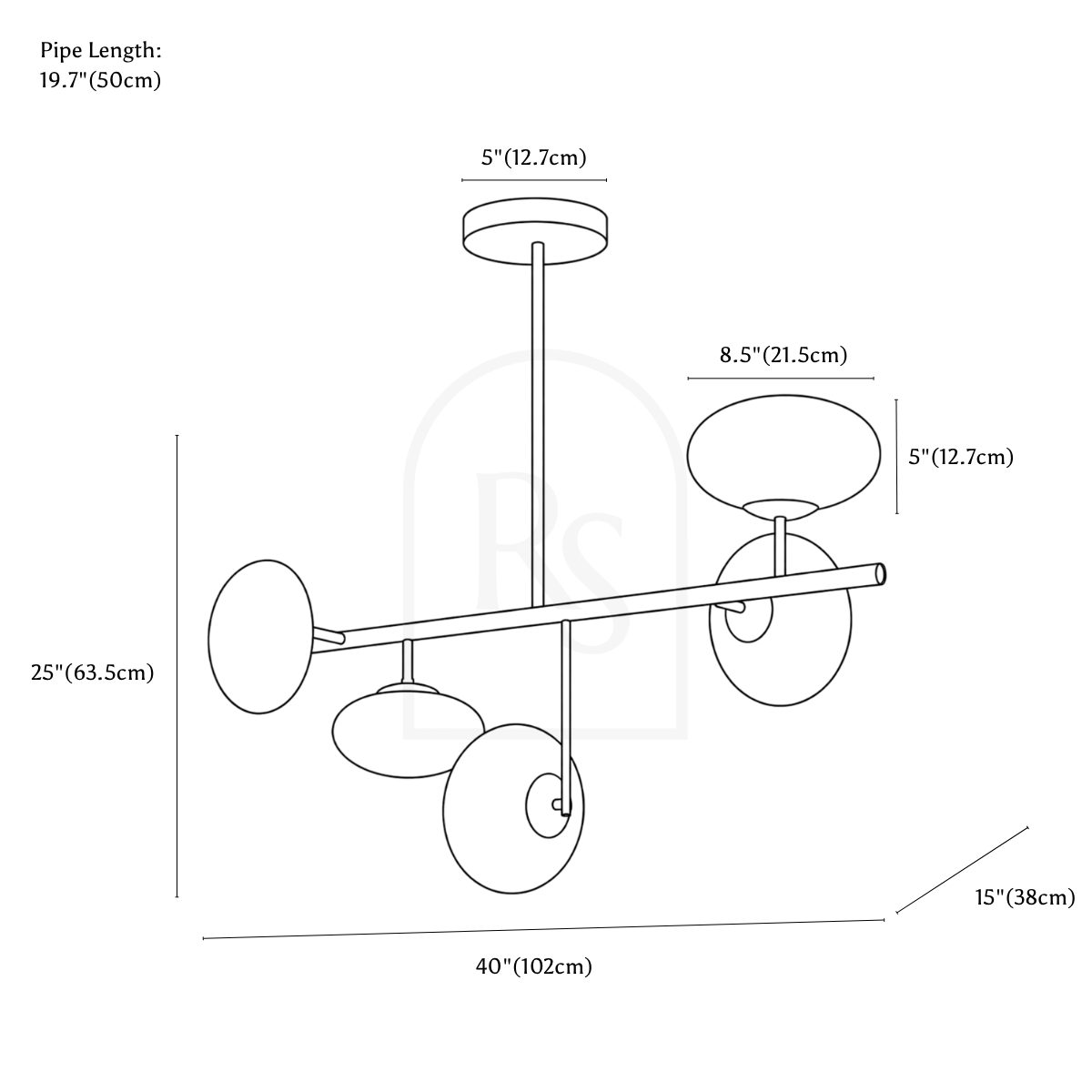 Terso Chandelier line drawing 1