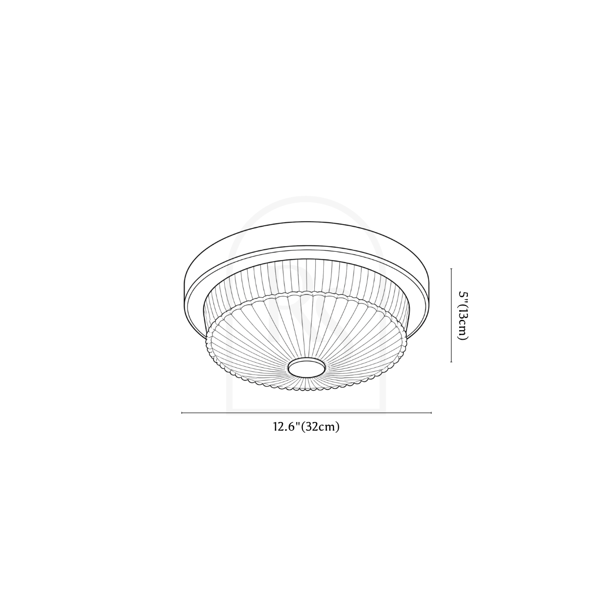 Tevzo Ceiling Light line drawing 1