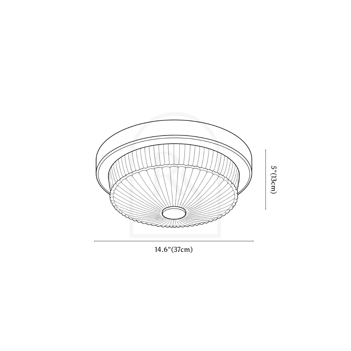Tevzo Ceiling Light line drawing 2