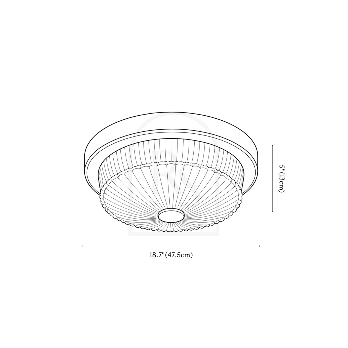Tevzo Ceiling Light line drawing 3
